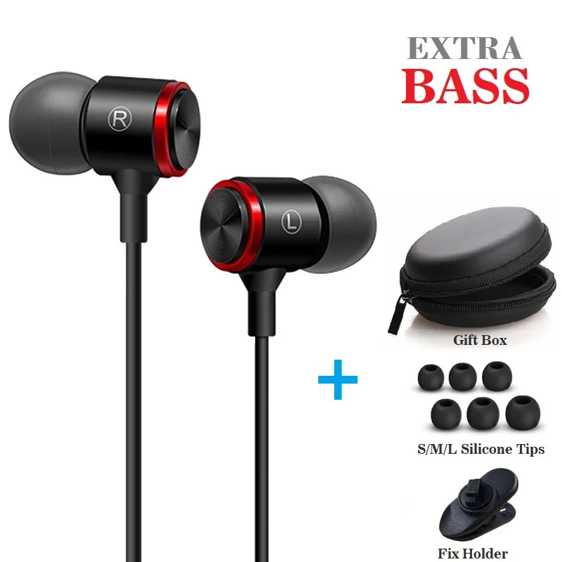 

JEELOCK In Ear 3.5mm Wire Super Bass Earphone Headset with Microphone Metal Subwoofer Computer PC Gaming Headset Sport Earphone