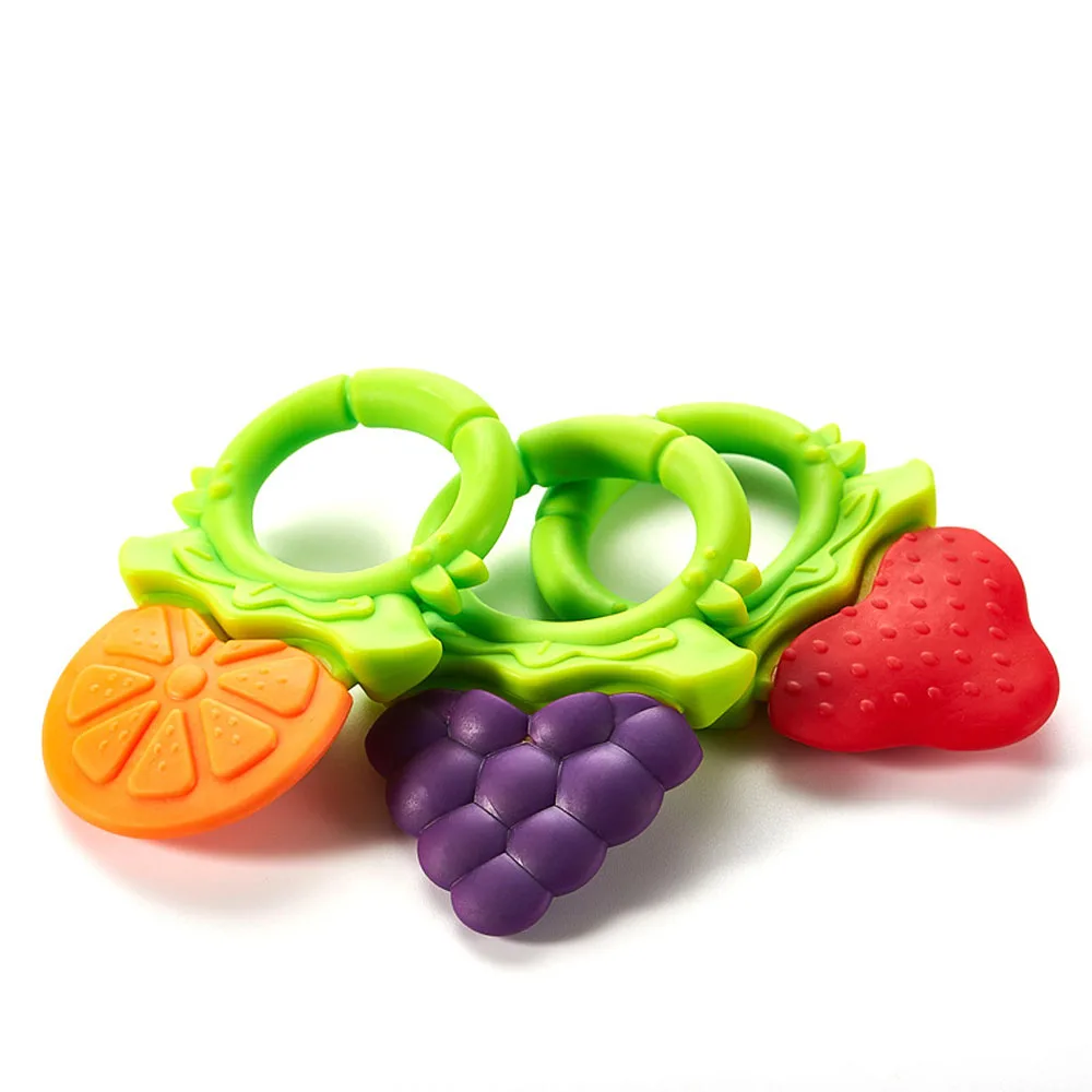 Food Grade Teethers Baby Silicone Training Toothbrush Fruit Shape Safe Toddle Teether Rattle Chew Toy Teething Ring Chewing | Игрушки и