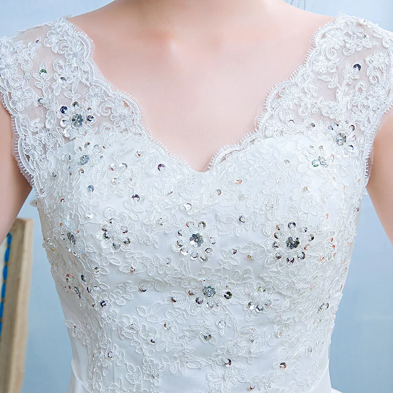 Robe De Mariee элегантные свадебные платья с блестками v-образным вырезом без рукавов