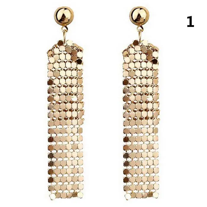 Women Jewelry Sequins Drop Earrings Long Earring Dangle Pair of Silver Gold Pierced Fashion | Украшения и аксессуары