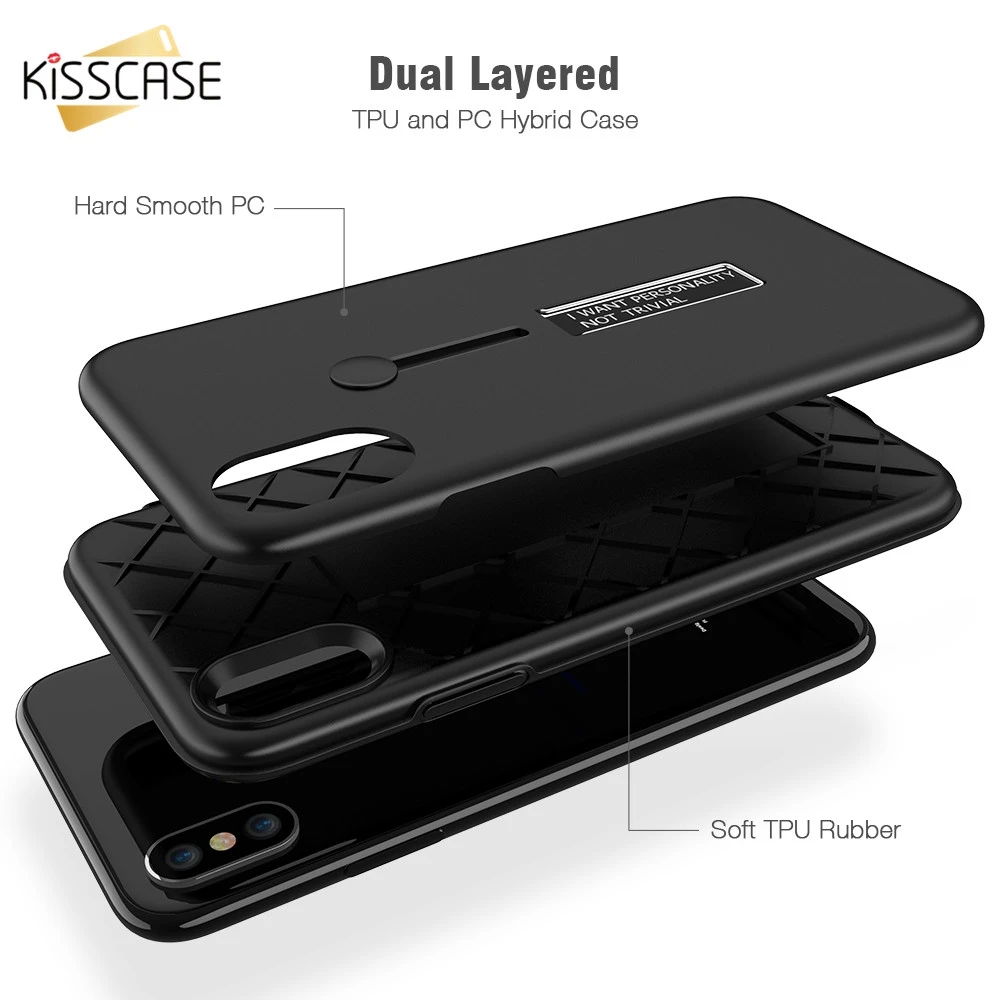Чехол для телефона KISSCASE Ring Stand iPhone X 10 8 7 6S 6 Plus 5 S SE PC + TPU 2 в 1 Чехлы задней крышки