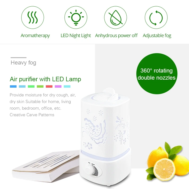 Ультразвуковой увлажнитель воздуха Eu Plug Fogger Led Oil Aroma Diffuser Mist Maker ароматерапия