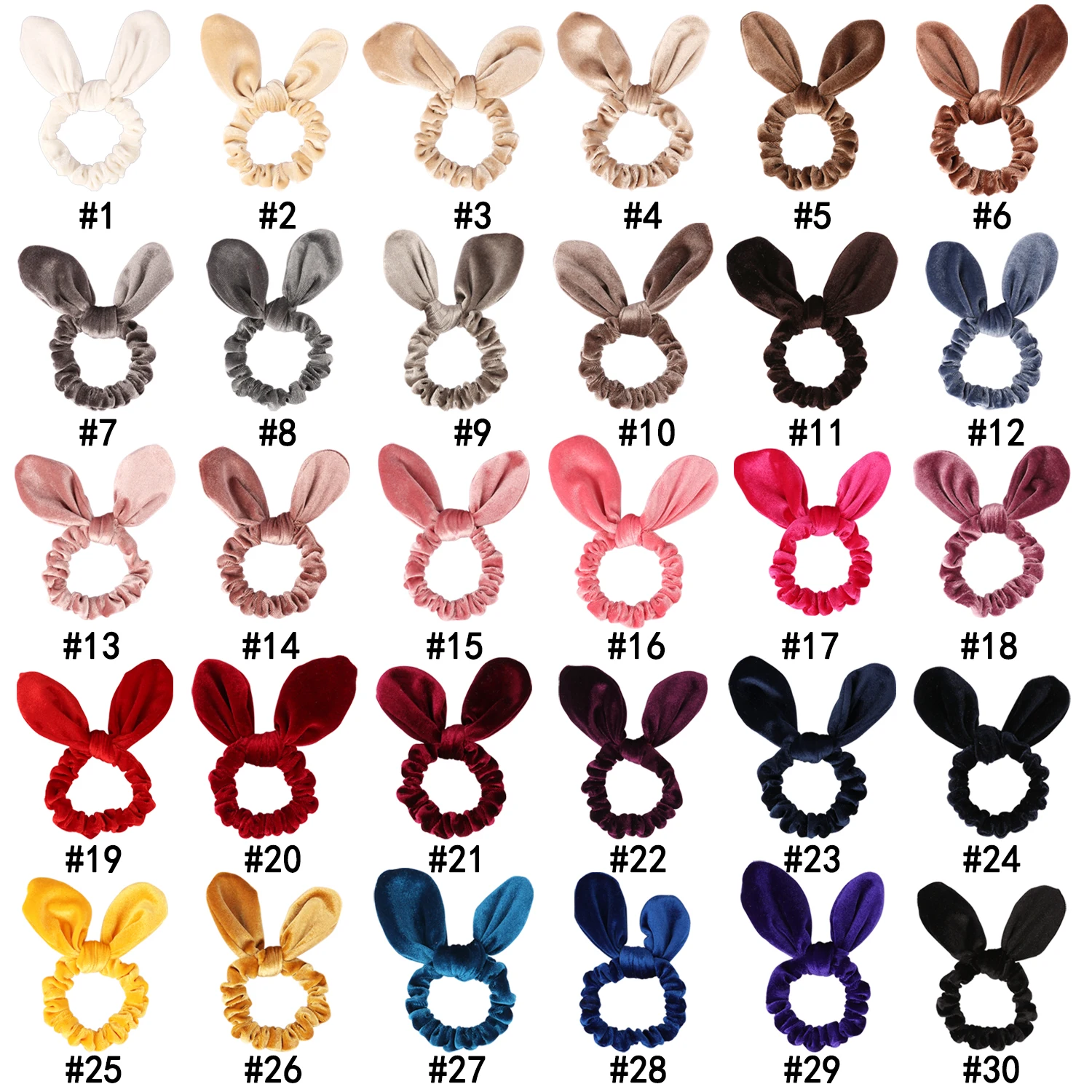30 цветов бархат Scrunchie для женщин обувь девочек волосы эластичные кроличьи уши