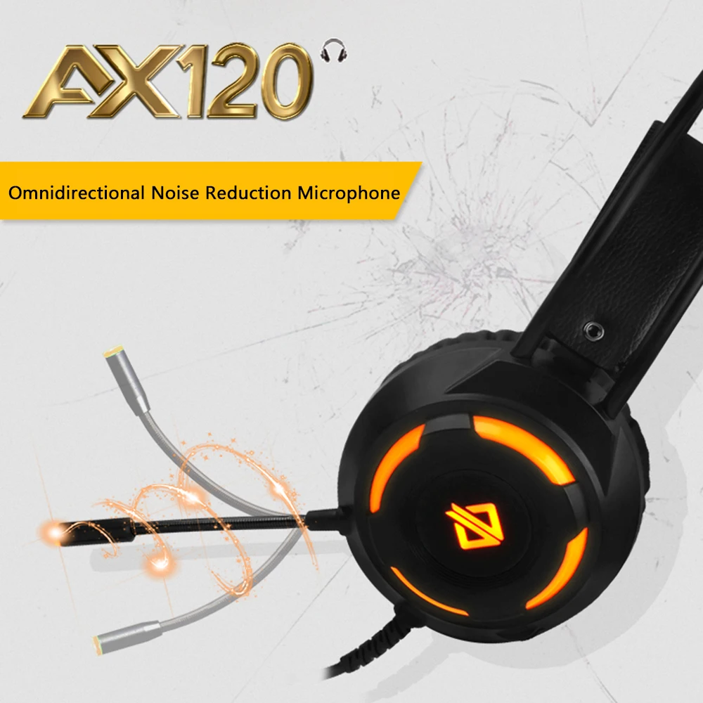 Светящиеся наушники Ajazz AX120 аудиоразъем 3 5 мм USB разъем 50 объемный бас музыка для