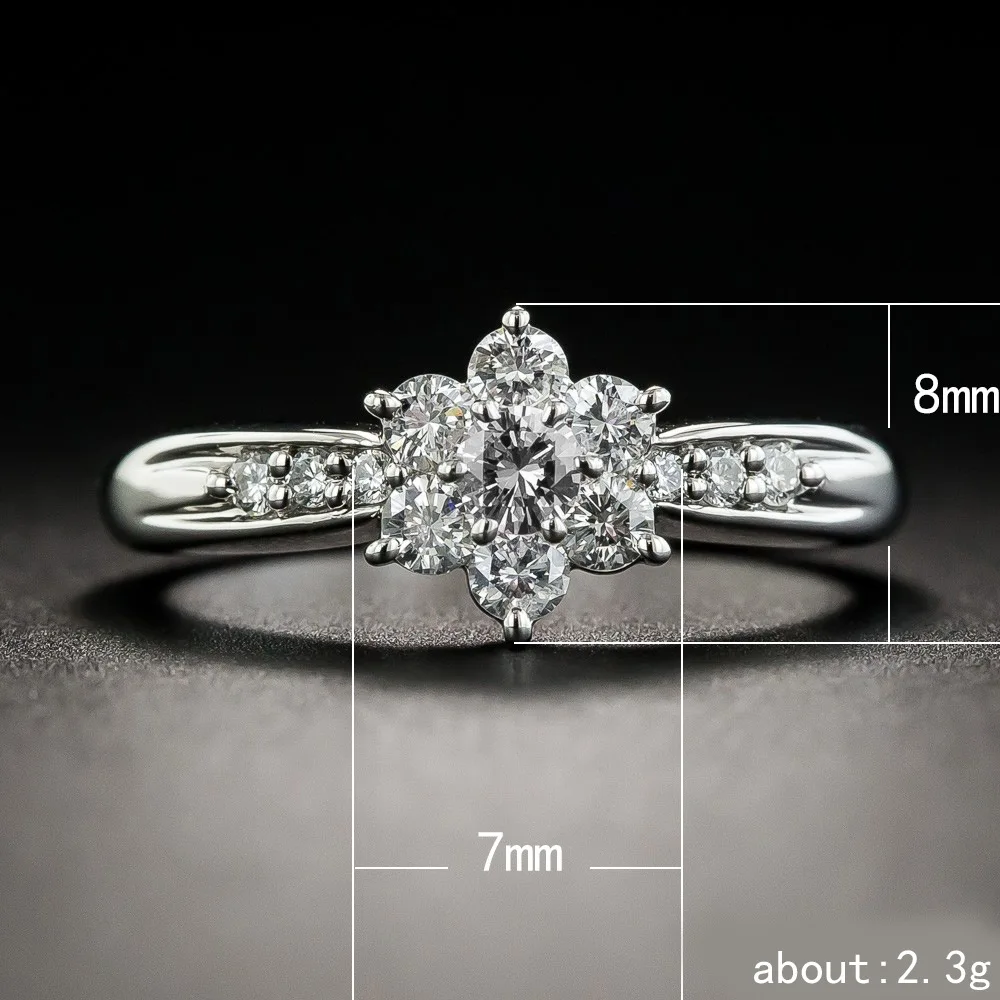 Visisap Luxury Flowers Zircon Ring for Female White Gold Color Jewelry Wedding Engagement Rings Supplier Accessories B2190 | Украшения и