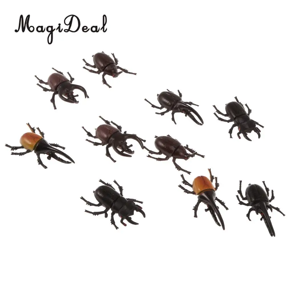 MagiDeal Lot 10 пластиковых ярких жуков модель насекомого зверя для детского праздника
