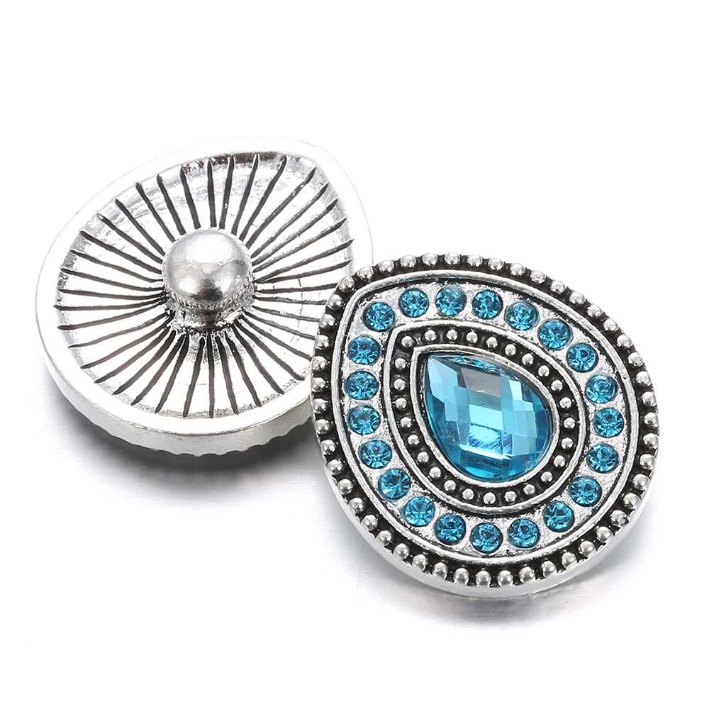 6pcs/lot New Snaps Jewelry Full Crystal Water Drop 18mm Metal Snap Buttons Fit Bracelet Bangles Necklaces DIY | Украшения и
