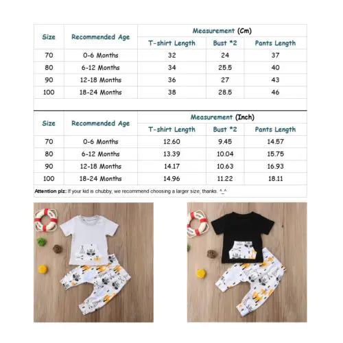 Newborn Toddler Kids Baby Boy Cartoon Fox Outfit Clothes T-shirt Tops Pants Legging |