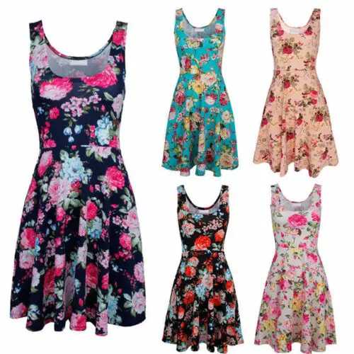 Womens Ladies Boho Summer Beach Evening Party Short mini Dress Sundress | Женская одежда
