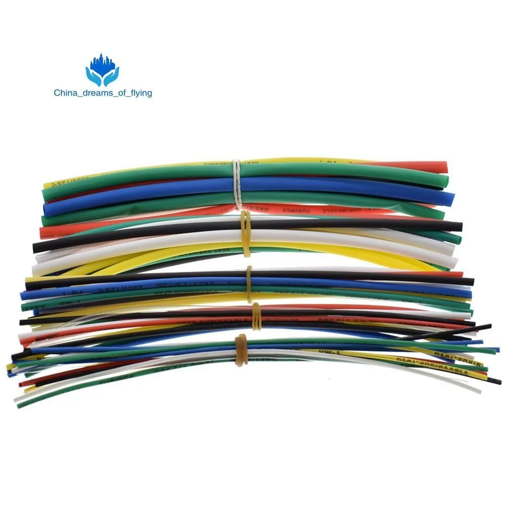 

TZT New Electric Unit 70pcs Flame Retardant Durable 7 Color Assorted Colors Ratio 2:1 Polyolefin Heat Shrink Tubing Tube Kits