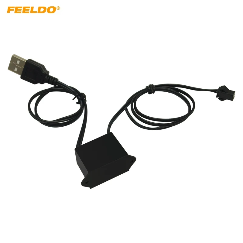 

FEELDO 10Pcs DC12V Car LED Decoration EL Fibre Neon Glow Lighting Rope Strip Power Driver Inverter With USB Port #FD5720