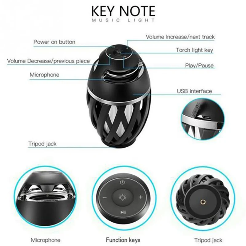 Беспроводная Bluetooth колонка с USB портом уличный стерео динамик подсветкой в виде