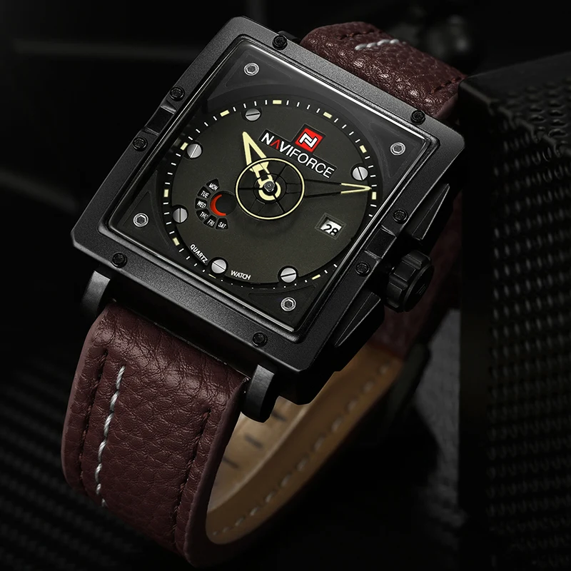 NAVIFORCE Men Quartz Sports Watches Fashion Top Brand Leather Strap Creative Waterproof Wristwatches Man Clock Relogio Masculino | Наручные