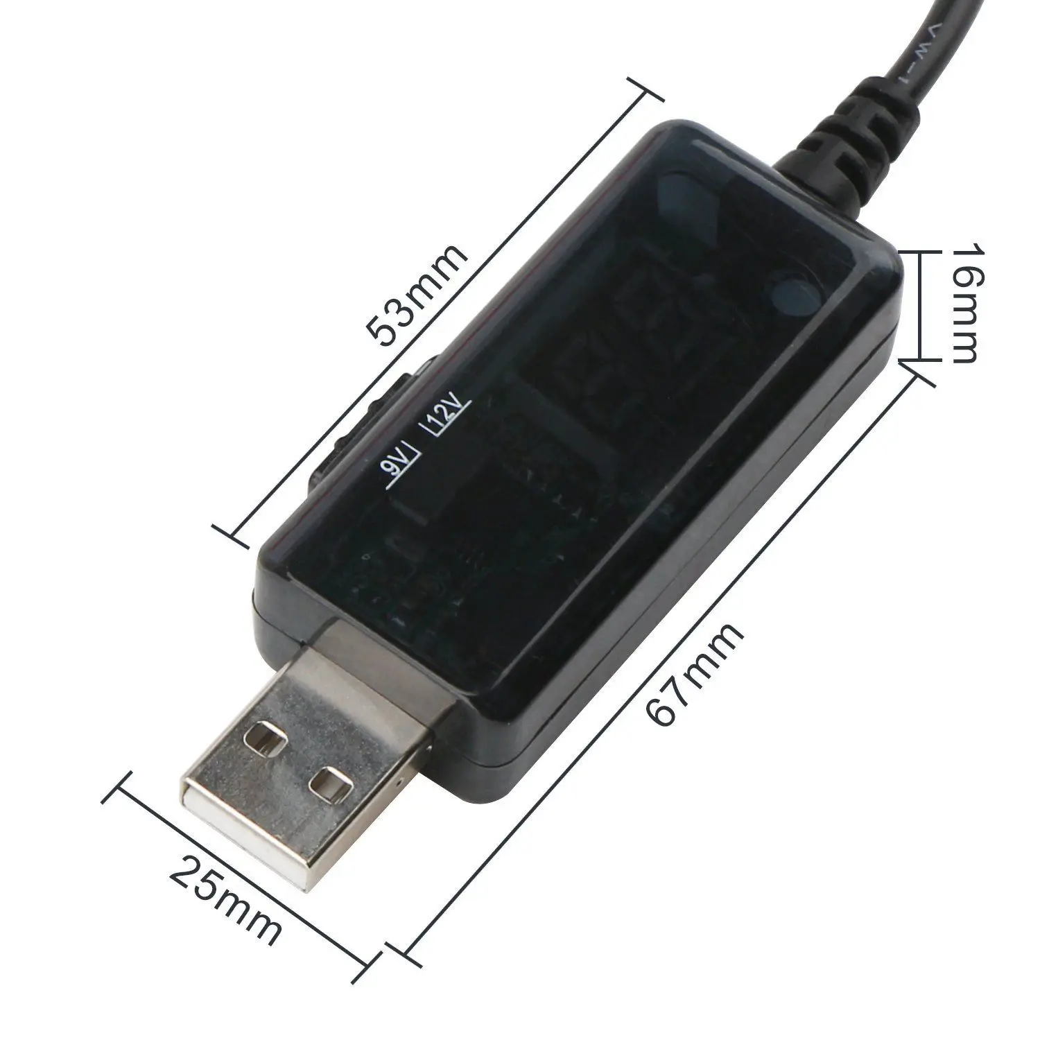 USB Boost кабель 5 в шаг до 9 12 В Регулируемый преобразователь напряжения 1А повышающий