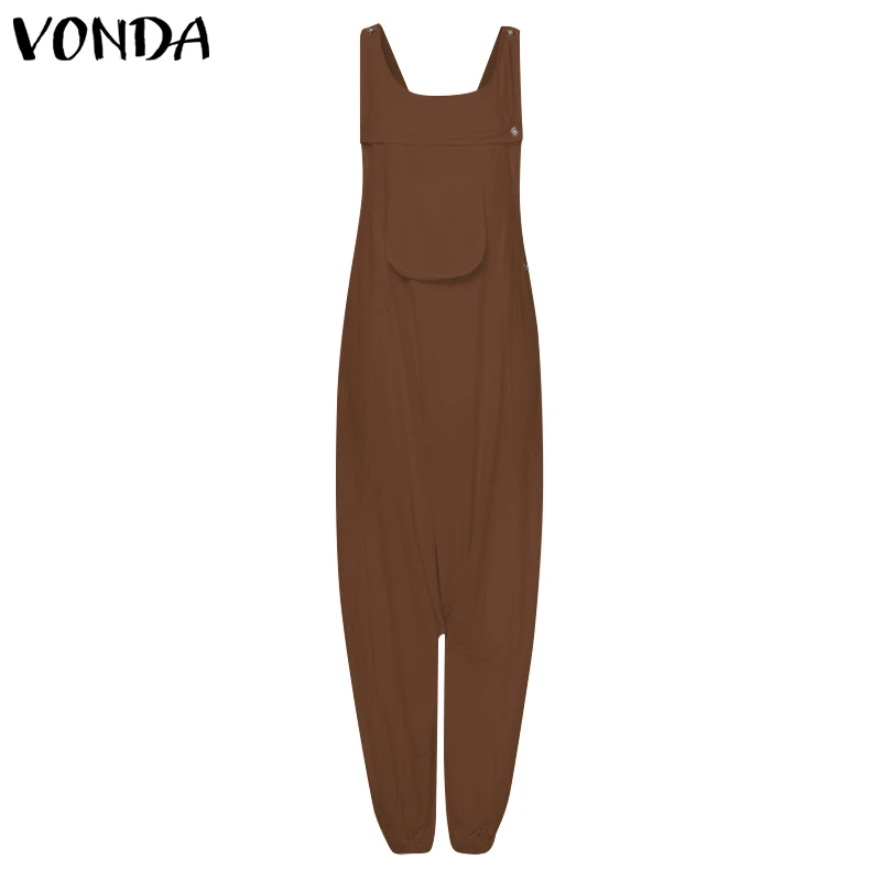 VONDA Комбинезоны женские 2020 модные повседневные хлопковые шаровары брюки плюс