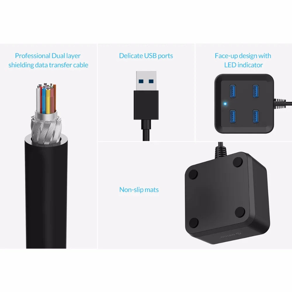 4 Портовый Концентратор ORICO с 3 футами кабеля USB/специально для настольного