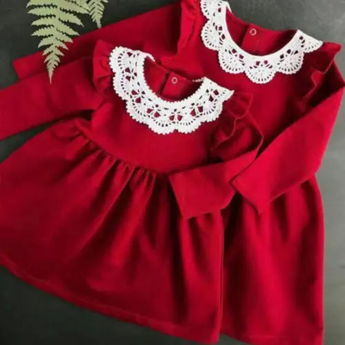 Новинка 2018 Одинаковая одежда для женщин и девочек рождественское красное платье