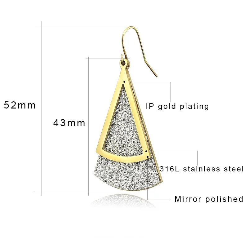 Серьги женские из нержавеющей стали 316L розового золота в виде треугольника с блестящими камнями, антикоррозийные.