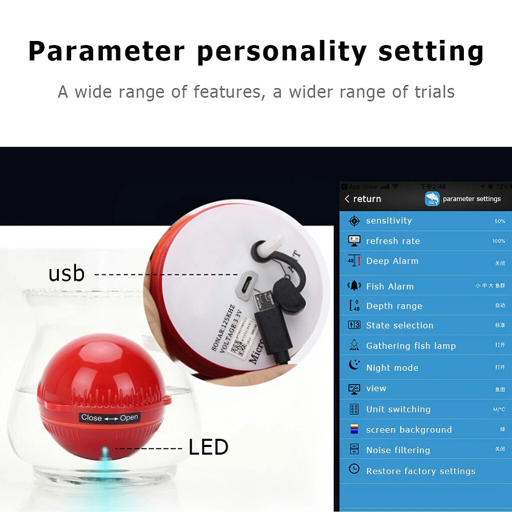 BMDT портативный гидролокатор Рыболокаторы Bluetooth Беспроводной Смарт сонар 48 м