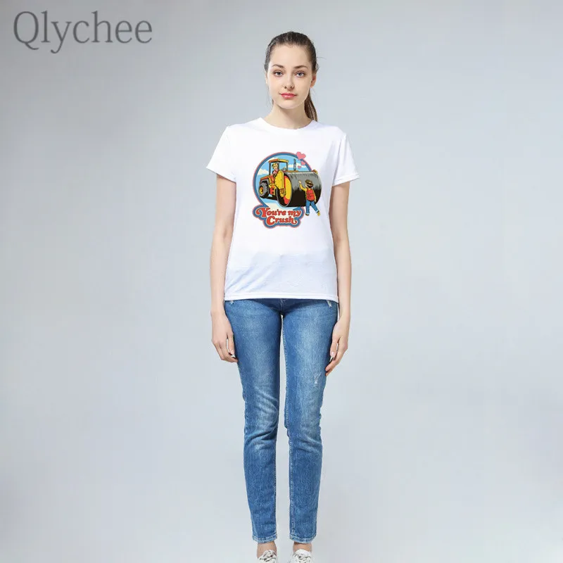 Qlychee трендовые женские белые футболки с буквенным принтом коротким рукавом