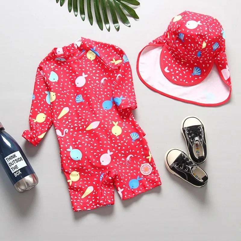Цельнокроеная одежда для плавания маленьких девочек детский купальный костюм