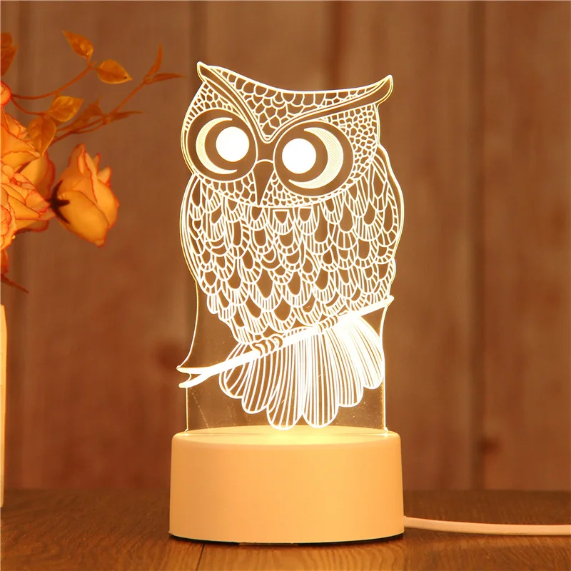 

Светодиодный ночсветильник 3D, мульти-дизайн, декор для детской спальни, s, Moon, Bear, Heart, Owl, настосветильник лампа из АБС и смолы