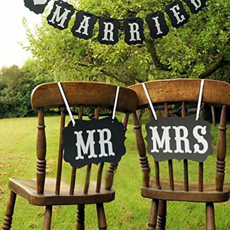 Творческий 2 шт./лот Mr &amp Mrs стул на спине висячие орнамент для свадебной вечеринки