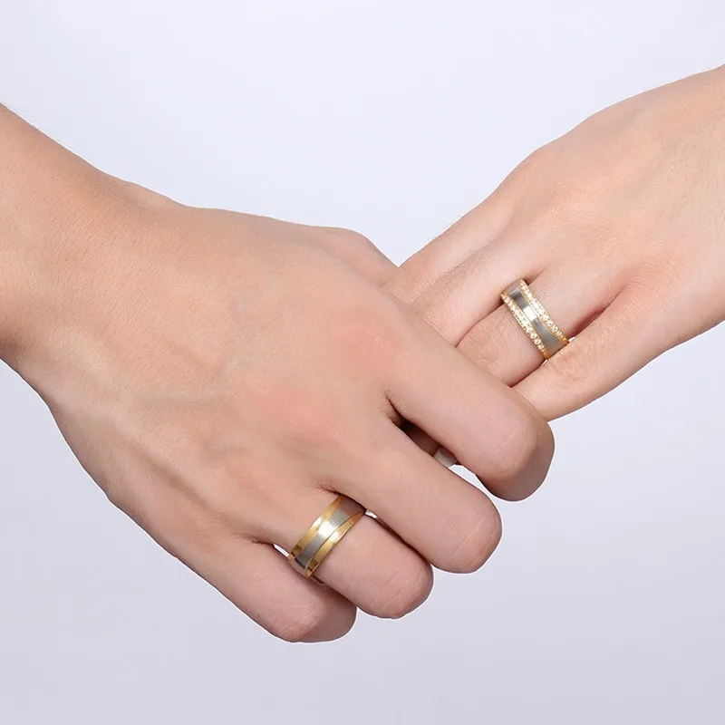 Пара обручальных колец мужские кольца золотого цвета Alliance anillos anel bague Promise Love обручальные кольца для женщин День святого Валентина
