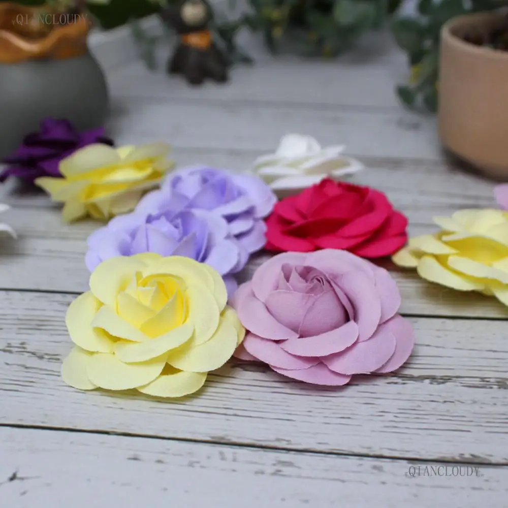 100 штук искусственная Камелия Роза шелковые головки цветов DIY Свадебные зажимы