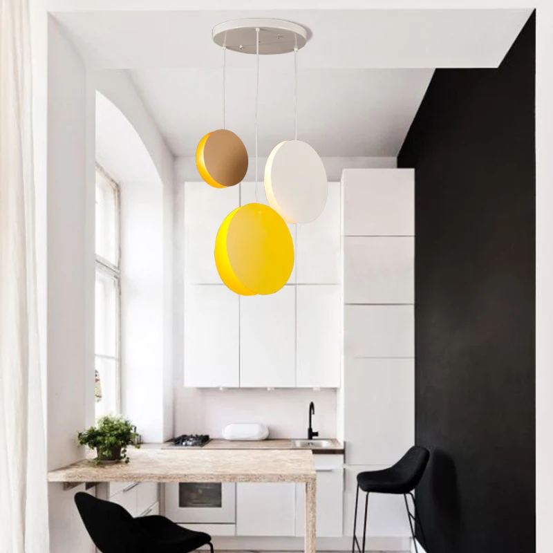Metal Nordic kitchen Pendant Lighting Children room Colored Pod Hanging Lights Round Led Suspension Luminaire For Dining Room | Лампы и