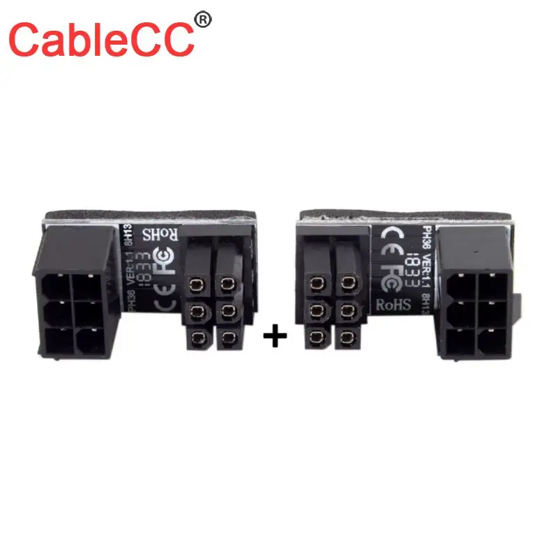 CY Cable ATX 12V 6 pin CPU EPS P4 Power Extension Cable 6pin 180 Degree Angled Power Adapter for Desktops Graphics Card