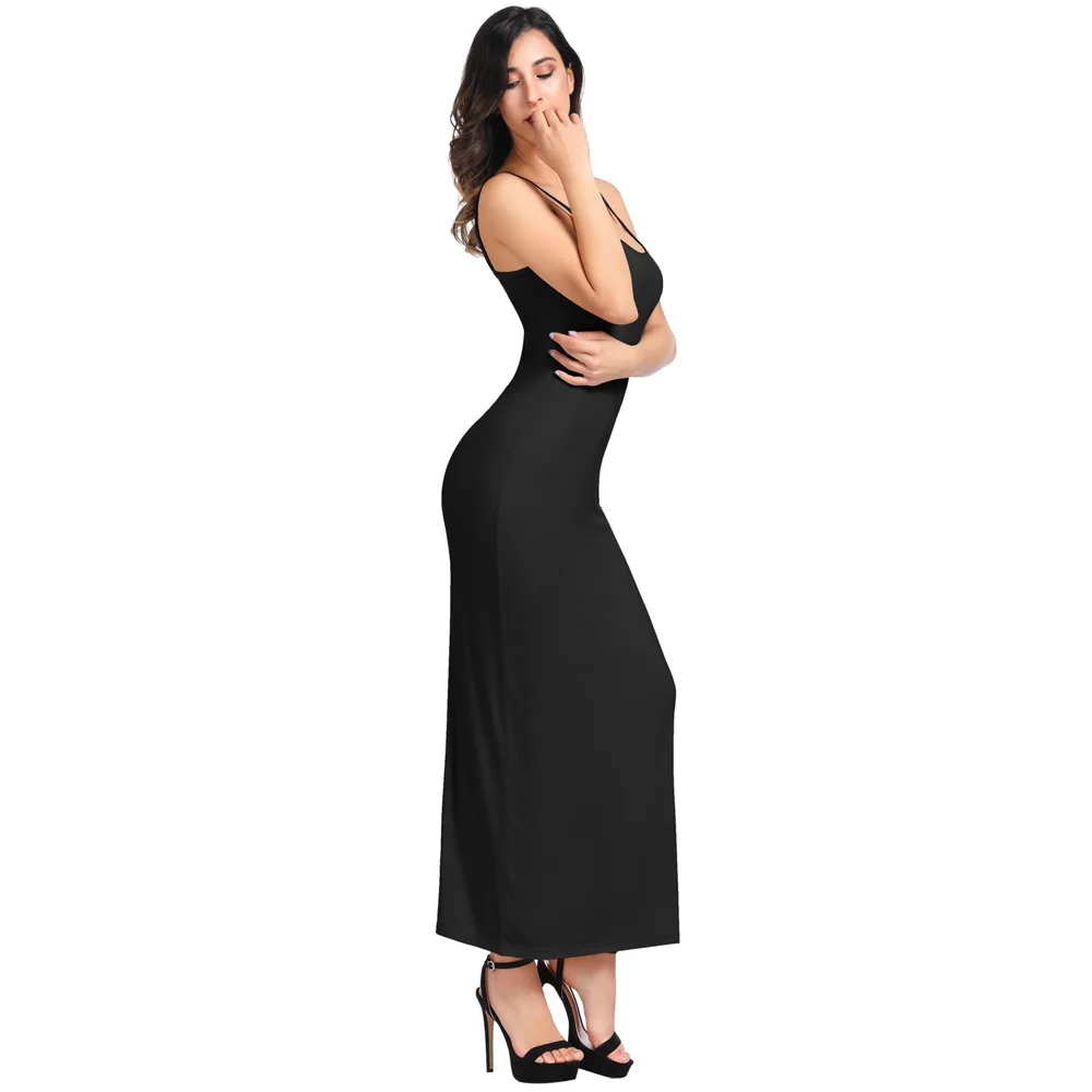 Женская без рукавов Спагетти сорочка женская скольжения длинные Bodycon