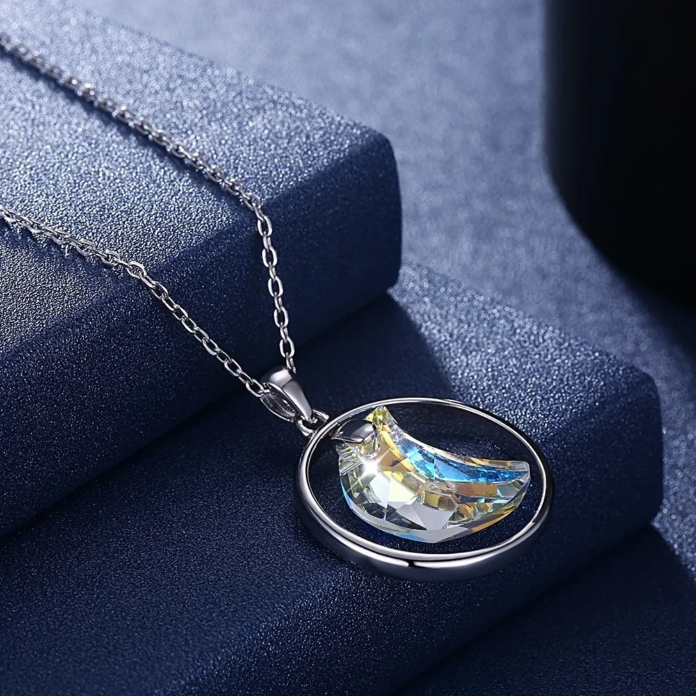 Женское ожерелье с Луной и кристаллами Swarovski S925 модные ювелирные украшения для