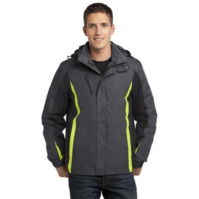 Port Authority J321 Mens Colorblock 3-in-1 Jacket Magnet Grey Black & Charge Green - Medium | Мужская одежда