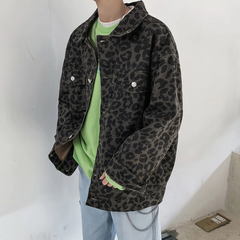 Новая Корейская Модная хлопковая куртка в стиле хип-хоп с леопардовым принтом на