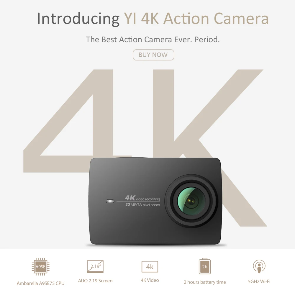 Yi Action Камера 4 k плюс международное издание во первых K/60fps Amba H2 SOC Cortex A53 IMX377 12MP CMOS 2