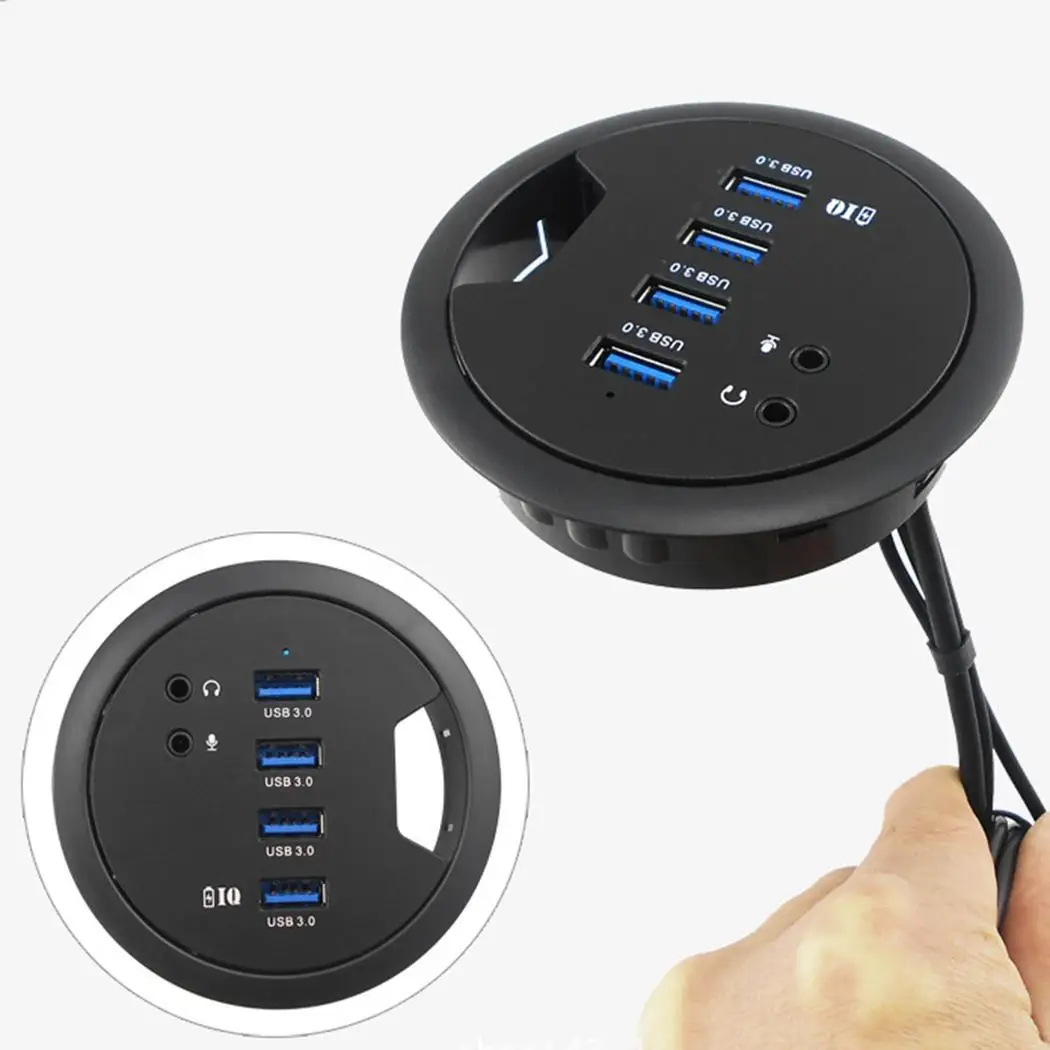 USB 3 0 разветвитель 4-портовый круглый Концентратор XDUH-334 черного цвета с
