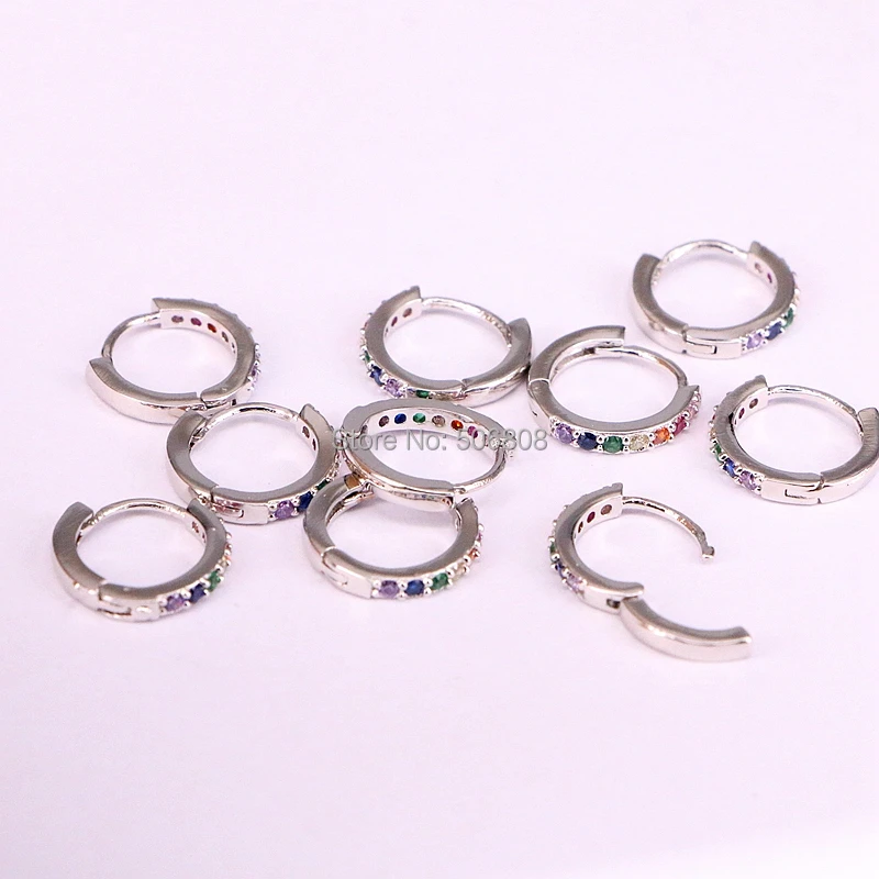 Женские круглые серьги-кольца ZYZ-0078 с разноцветными кристаллами CZ