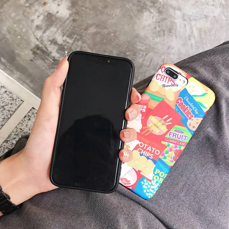 STROLLIFE Nostalgic Snacks Pattern Phone Case for iPhone XS Max XR Cute Cookies Cover IPhone 8 6s 7Plus Matte Soft Shell |