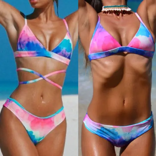 Сексуальный женский комплект бикини из 2 предметов купальник с цветочным принтом