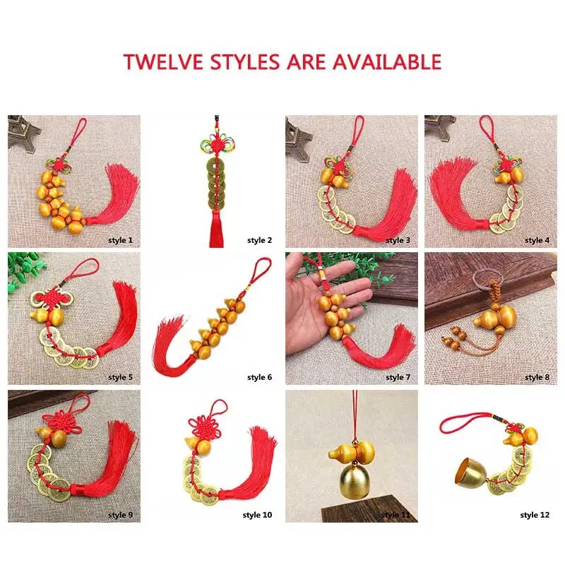 

Keychain Lucky Charm Ancient Coin Car Accessories Red Chinese Knot Five Emperor Money 1Pcs Copper Coins Pendant Decoration