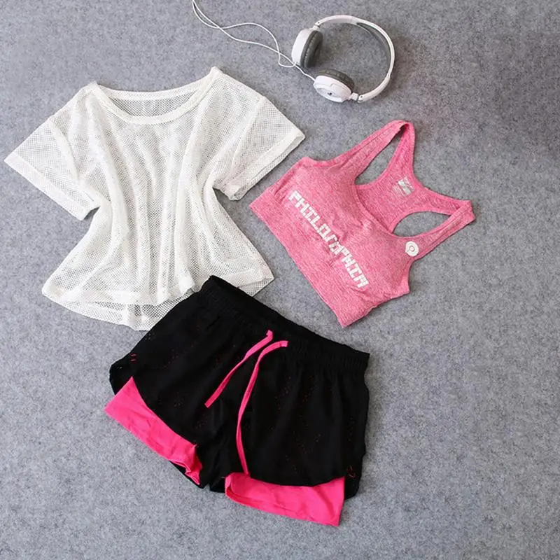 Комплект из 3 предметов одежда для йоги женщин фитнеса спортивная Женская
