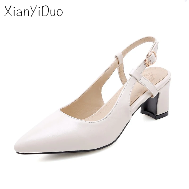 Xianyiduo/женские босоножки в сдержанном стиле на среднем квадратном каблуке сезон