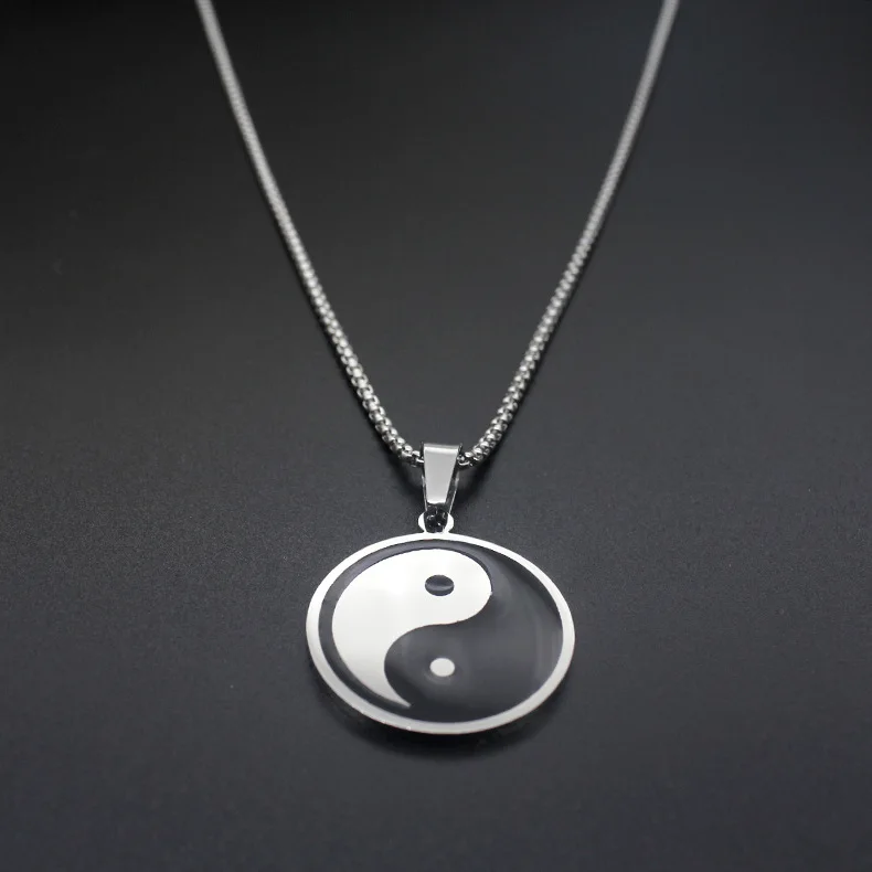 Женский и мужской винтажный амулет Yin Yang Bagua Taichi черно белая Подвеска из