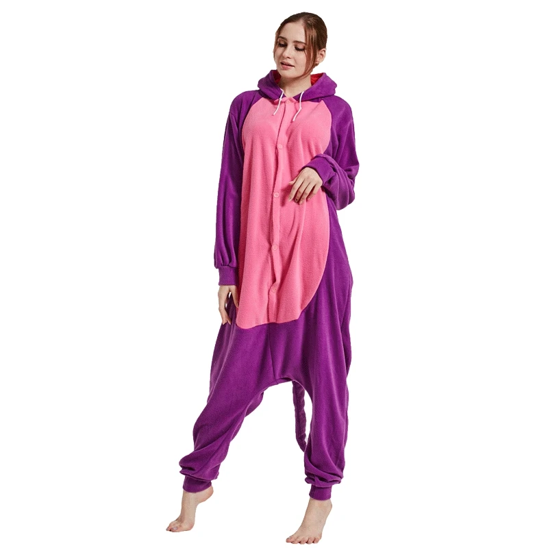2018 Dropship New Autumn spring winter fleece women Purple colorful dragon animal pajamas cartoon sleepwear high quality adult |