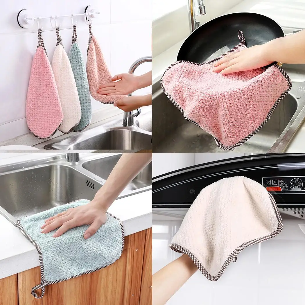 Home Kitchen Double Side Coral Fleece Dish Washing Cleaning Cloth Towel Rag Wipe | Дом и сад