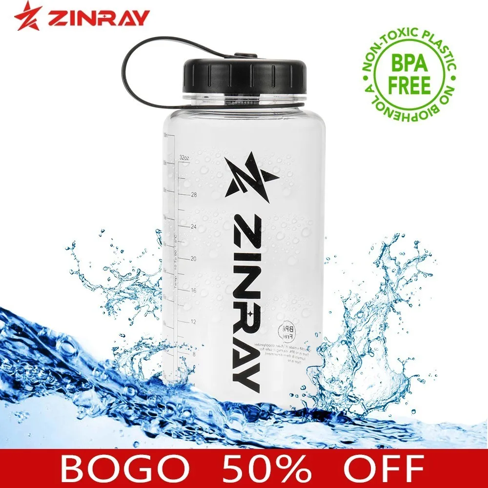 ZINRAY 1000 мл BPA Free Хрустальная Спортивная бутылка для воды пластик экологичный