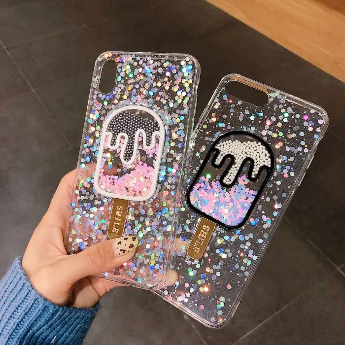 Летний блестящий чехол для телефона в Корейском стиле Iphone Xs Xr Xsmax 6 7 8 Plus x из ТПУ с