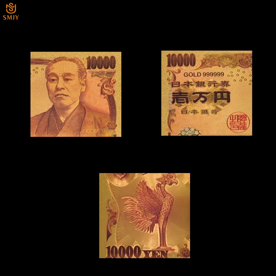 10 шт./лот цветная японская Золотая банкнота 10000 иен банковский счет в 24k валюта