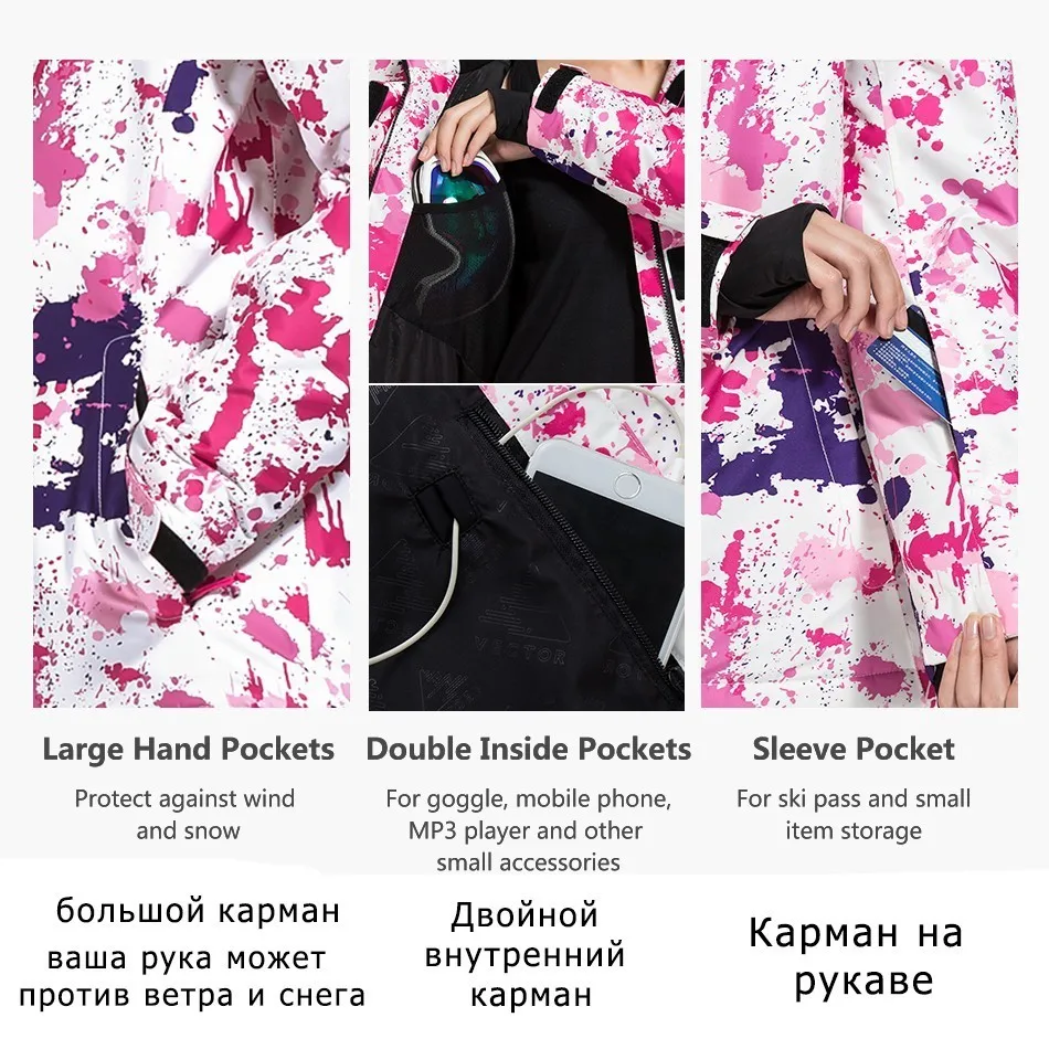 Женская лыжная куртка с защитой от ветра и теплая зимняя для катания на лыжах